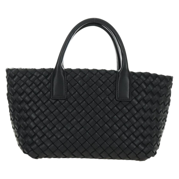 BOTTEGA VENETA INTRECCIATO Mini Cabas Hand Bag Leather Black Gold Auth am11875SM
