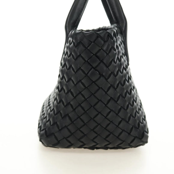 BOTTEGA VENETA INTRECCIATO Mini Cabas Hand Bag Leather Black Gold Auth am11875SM