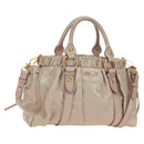 Miu Miu Side Ribbon Hand Bag Leather 2way Pink Gold Auth am11876SAV-1