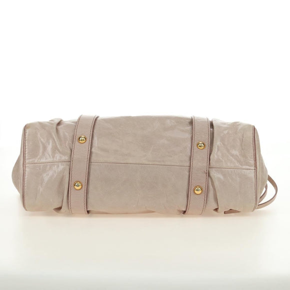 Miu Miu Side Ribbon Hand Bag Leather 2way Pink Gold Auth am11876SAV