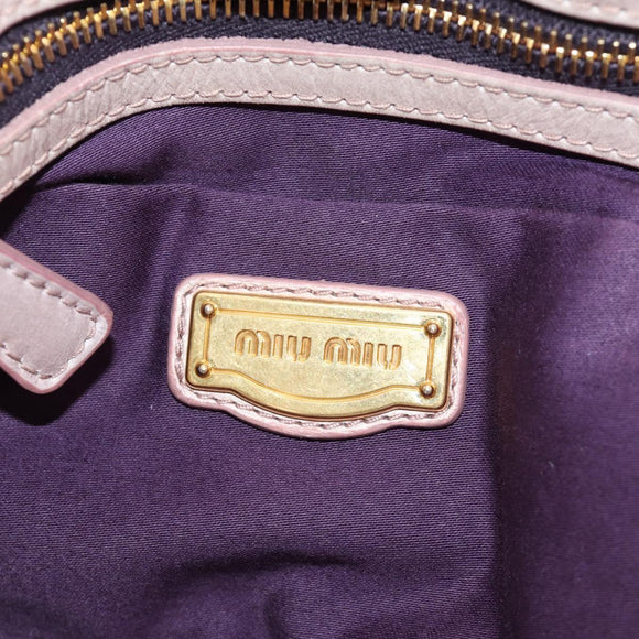 Miu Miu Side Ribbon Hand Bag Leather 2way Pink Gold Auth am11876SAV