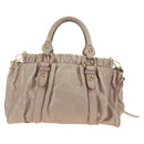 Miu Miu Side Ribbon Hand Bag Leather 2way Pink Gold Auth am11876SAV-2