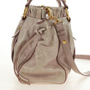 Miu Miu Side Ribbon Hand Bag Leather 2way Pink Gold Auth am11876SAV-4