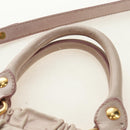 Miu Miu Side Ribbon Hand Bag Leather 2way Pink Gold Auth am11876SAV-7