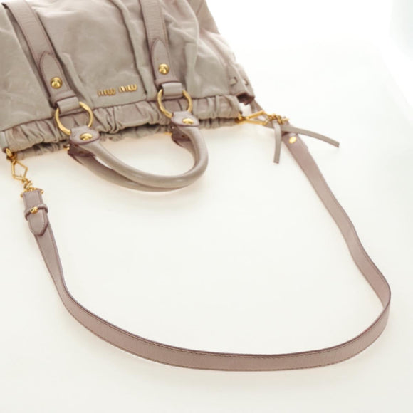 Miu Miu Side Ribbon Hand Bag Leather 2way Pink Gold Auth am11876SAV
