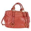 Miu Miu Hand Bag Leather 2way Pink Gold Auth am11877SAV-1