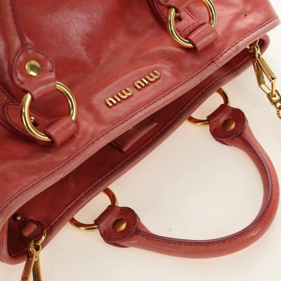 Miu Miu Hand Bag Leather 2way Pink Gold Auth am11877SAV