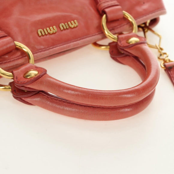 Miu Miu Hand Bag Leather 2way Pink Gold Auth am11877SAV