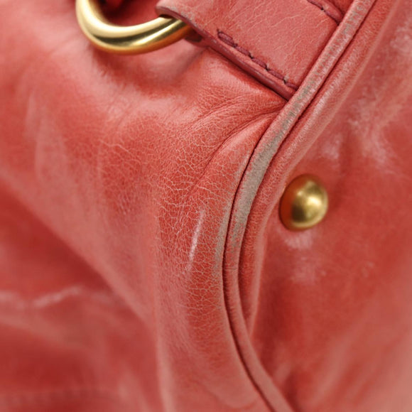 Miu Miu Hand Bag Leather 2way Pink Gold Auth am11877SAV