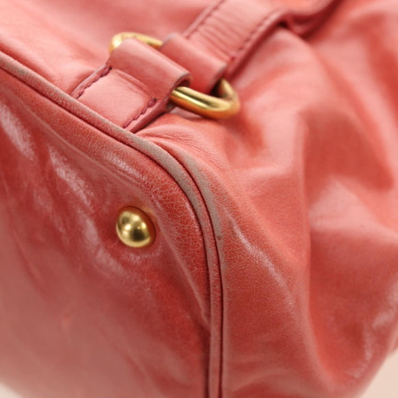 Miu Miu Hand Bag Leather 2way Pink Gold Auth am11877SAV