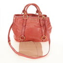 Miu Miu Hand Bag Leather 2way Pink Gold Auth am11877SAV-12