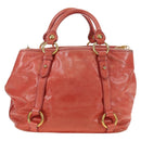 Miu Miu Hand Bag Leather 2way Pink Gold Auth am11877SAV-3