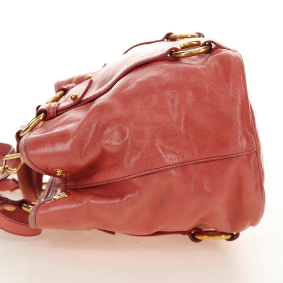 Miu Miu Hand Bag Leather 2way Pink Gold Auth am11877SAV
