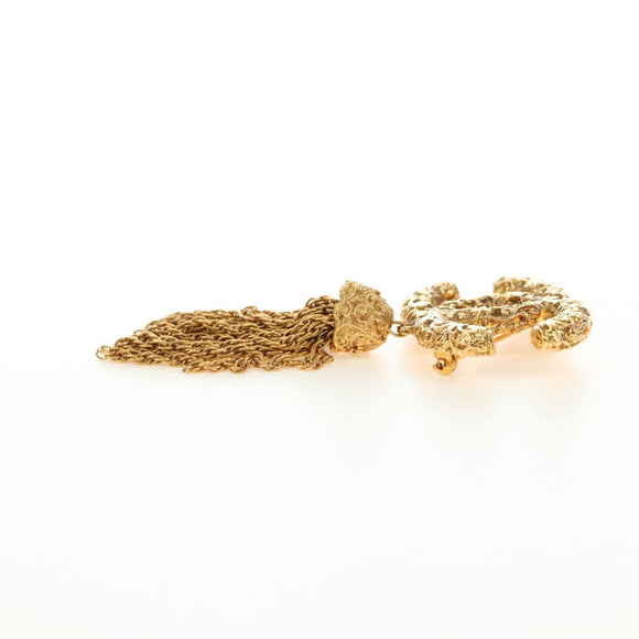 CHANEL CC Fringe Lava Brooch metal Gold CC Auth am11879SM