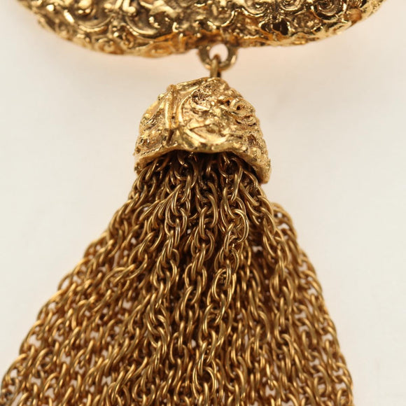 CHANEL CC Fringe Lava Brooch metal Gold CC Auth am11879SM