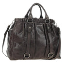 Miu Miu Hand Bag Leather 2way Gray Silver Auth am11880SAM-1