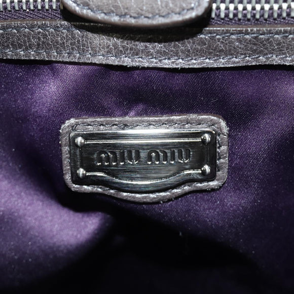 Miu Miu Hand Bag Leather 2way Gray Silver Auth am11880SAM