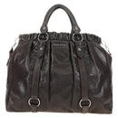Miu Miu Hand Bag Leather 2way Gray Silver Auth am11880SAM-13