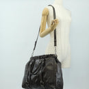 Miu Miu Hand Bag Leather 2way Gray Silver Auth am11880SAM-27