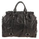 Miu Miu Hand Bag Leather 2way Gray Silver Auth am11880SAM-2