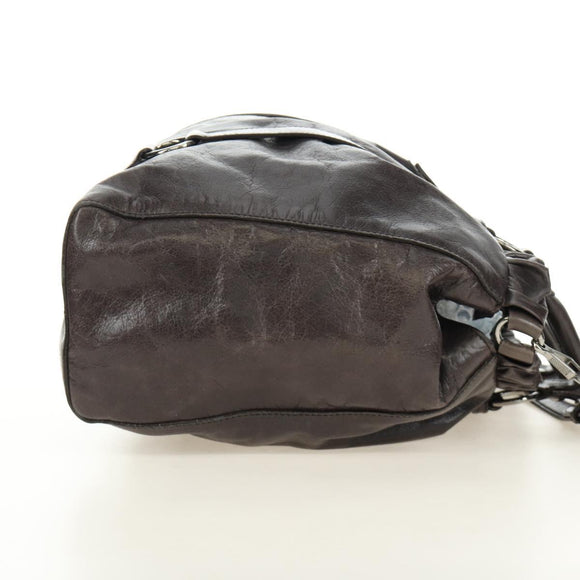 Miu Miu Hand Bag Leather 2way Gray Silver Auth am11880SAM