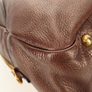PRADA Ready Lock Shoulder Tote Bag Leather Brown Gold BL0557 Auth am11881SAV-17
