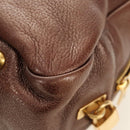 PRADA Ready Lock Shoulder Tote Bag Leather Brown Gold BL0557 Auth am11881SAV-18
