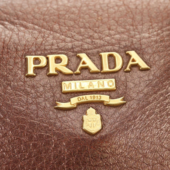PRADA Ready Lock Shoulder Tote Bag Leather Brown Gold BL0557 Auth am11881SAV
