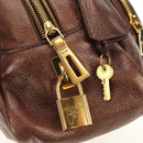 PRADA Ready Lock Shoulder Tote Bag Leather Brown Gold BL0557 Auth am11881SAV-23