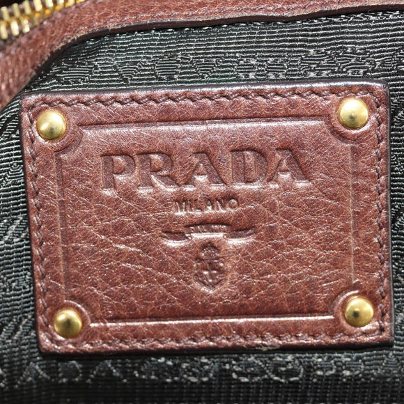 PRADA Ready Lock Shoulder Tote Bag Leather Brown Gold BL0557 Auth am11881SAV