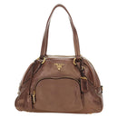 PRADA Ready Lock Shoulder Tote Bag Leather Brown Gold BL0557 Auth am11881SAV-13