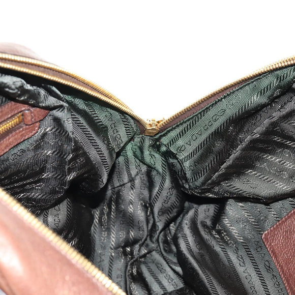 PRADA Ready Lock Shoulder Tote Bag Leather Brown Gold BL0557 Auth am11881SAV