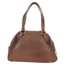 PRADA Ready Lock Shoulder Tote Bag Leather Brown Gold BL0557 Auth am11881SAV-2