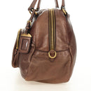 PRADA Ready Lock Shoulder Tote Bag Leather Brown Gold BL0557 Auth am11881SAV-3
