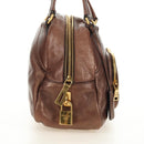 PRADA Ready Lock Shoulder Tote Bag Leather Brown Gold BL0557 Auth am11881SAV-4