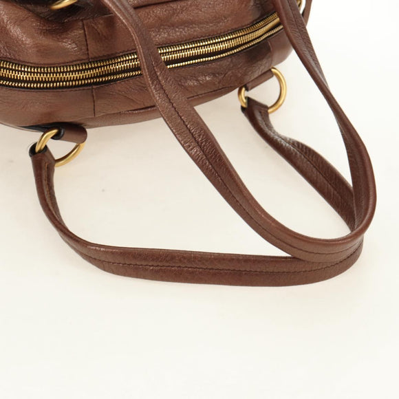 PRADA Ready Lock Shoulder Tote Bag Leather Brown Gold BL0557 Auth am11881SAV