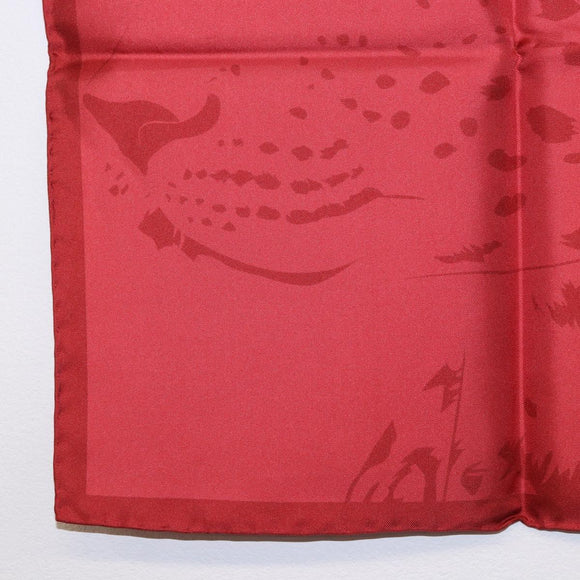 CARTIER Mini Scarf Leopard Silk Red Auth am11882M
