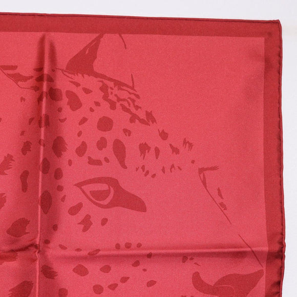 CARTIER Mini Scarf Leopard Silk Red Auth am11882M
