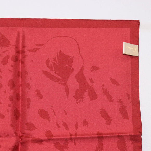 CARTIER Mini Scarf Leopard Silk Red Auth am11882M
