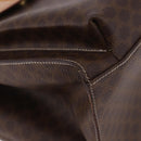 CELINE Macadam Canvas Tote Bag PVC Leather Brown Beige Gold Auth am11883V-10