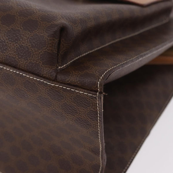 CELINE Macadam Canvas Tote Bag PVC Leather Brown Beige Gold Auth am11883V