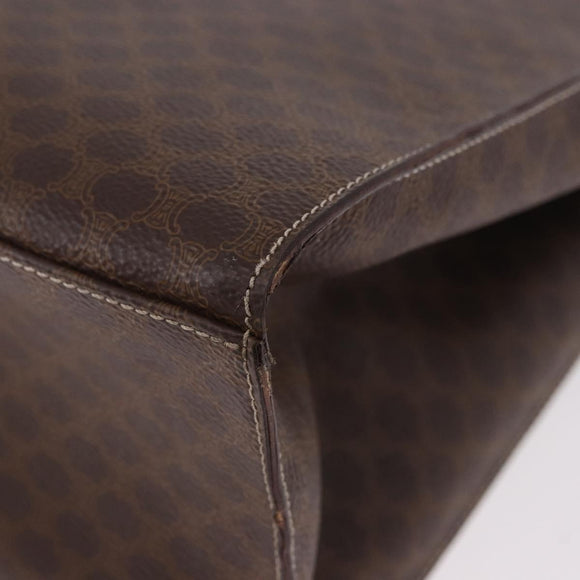 CELINE Macadam Canvas Tote Bag PVC Leather Brown Beige Gold Auth am11883V
