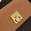 CELINE Macadam Canvas Tote Bag PVC Leather Brown Beige Gold Auth am11883V-15