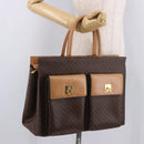 CELINE Macadam Canvas Tote Bag PVC Leather Brown Beige Gold Auth am11883V-24