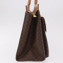 CELINE Macadam Canvas Tote Bag PVC Leather Brown Beige Gold Auth am11883V-5