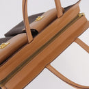 CELINE Macadam Canvas Tote Bag PVC Leather Brown Beige Gold Auth am11883V-6