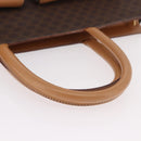 CELINE Macadam Canvas Tote Bag PVC Leather Brown Beige Gold Auth am11883V-7