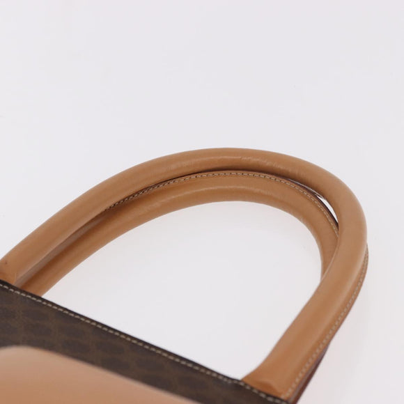 CELINE Macadam Canvas Tote Bag PVC Leather Brown Beige Gold Auth am11883V