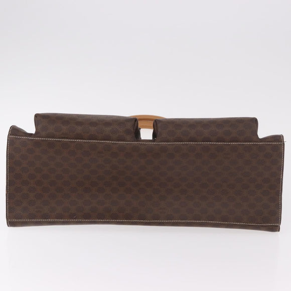 CELINE Macadam Canvas Tote Bag PVC Leather Brown Beige Gold Auth am11883V