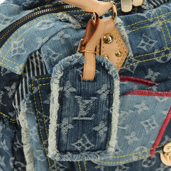 LOUIS VUITTON Monogram Patchwork Denim Bowery Bag Blue M95376 LV Auth am11889SM